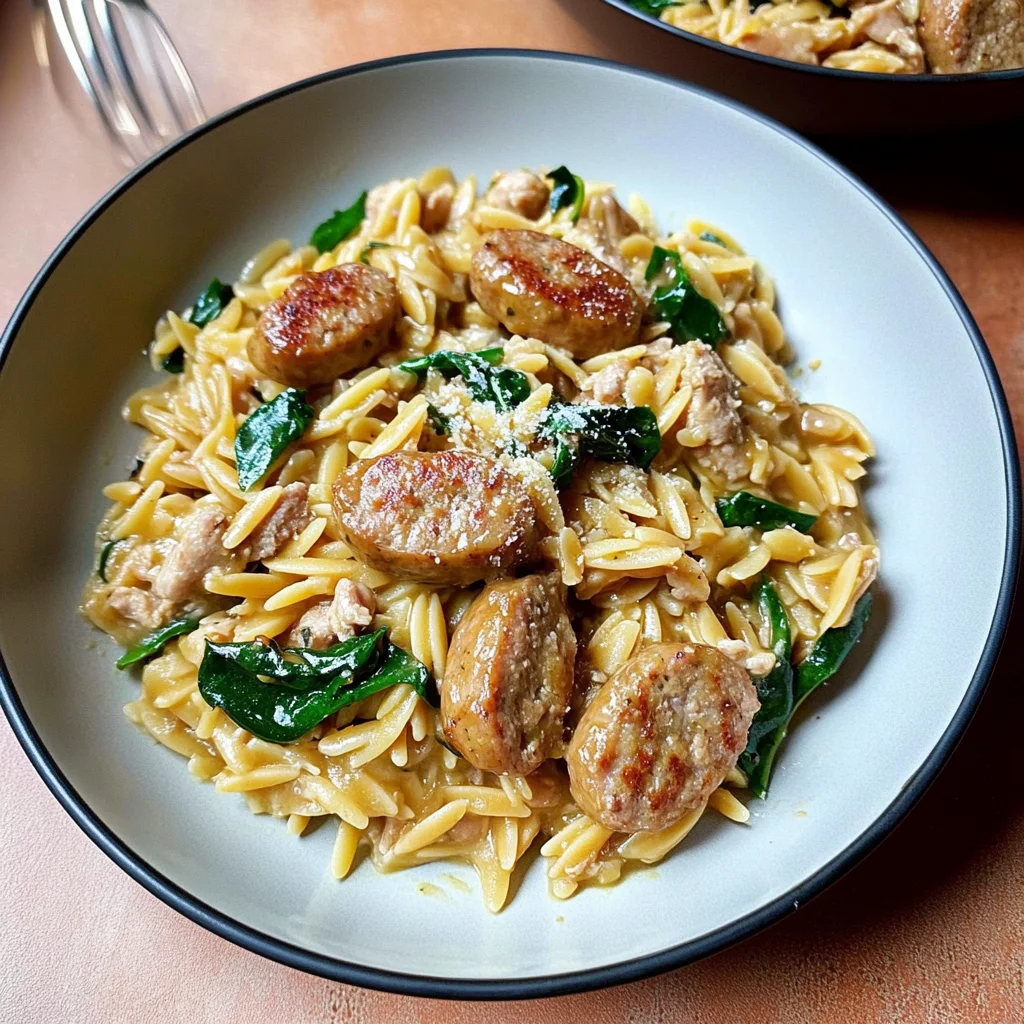One Pan Chicken Sausage Orzo