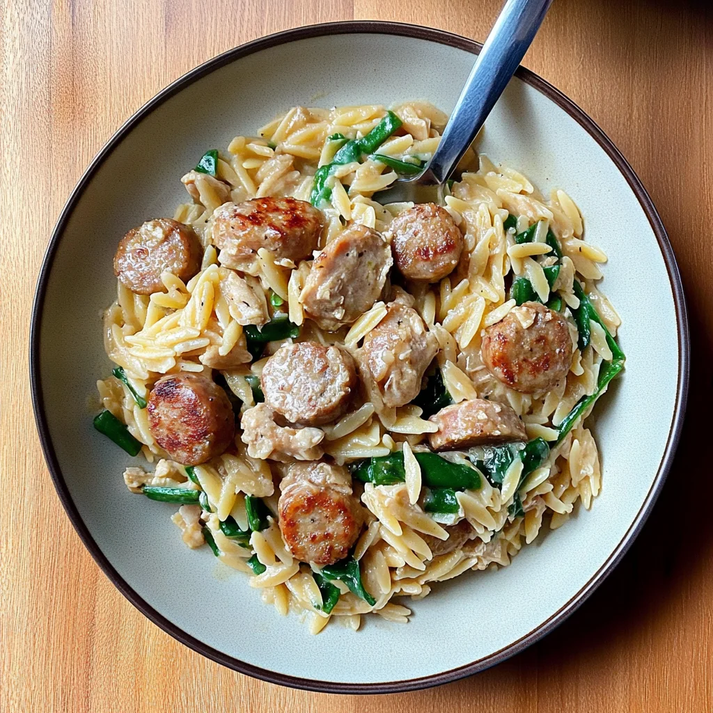 One Pan Chicken Sausage Orzo
